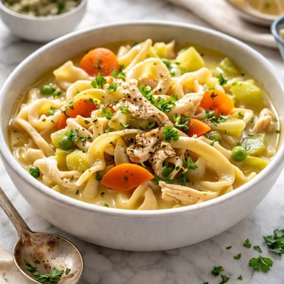 Image of Easy Homestyle Low Fat Chicken and Noodles