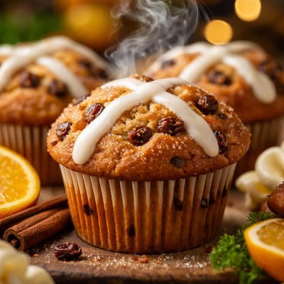 Image of Easy Hot Cross Muffins