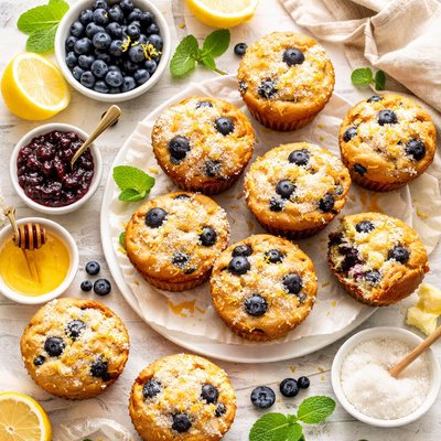 Image of Easy Lemon Blueberry Muffins