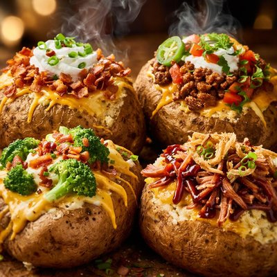 Image of Easy Loaded Baked Potatoes 4 Ways