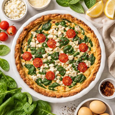 Image of Easy Low Carb Spinach and Feta Quiche