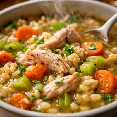 Image of Easy Low Fat After Thanksgiving Turkey Barley Soup