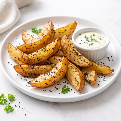Image of Easy Low Fat Oven Roasted Peppered Potato Wedges