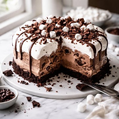 Image of Easy Marshmallow Fluff Chocolate Ice Cream Cake
