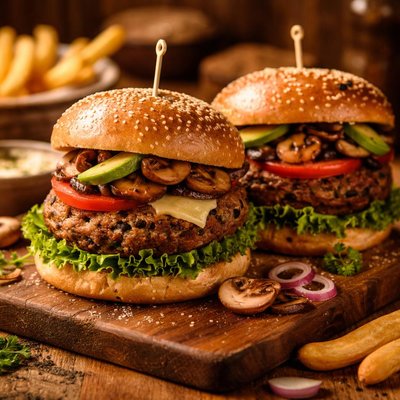 Image of Easy Mushroom Veggie Burgers