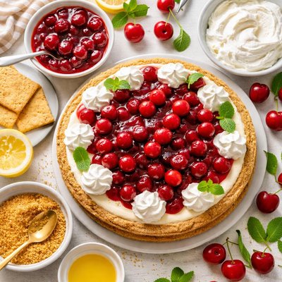 Image of Easy No Bake Cherry Cheesecake