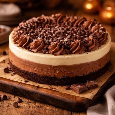 Image of Easy No Bake Triple Chocolate Cheesecake