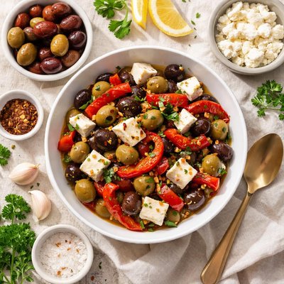 Image of Easy Olives Roasted Red Peppers and Feta Cheese
