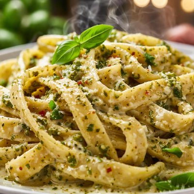 Image of Easy Pesto Alfredo Fettuccini