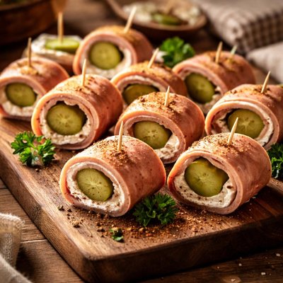 Image of Easy Pickle in the Middle Bologna Wrap Appetizers