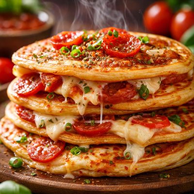 Image of Easy Pizza Pancakes Thick Crepe Style