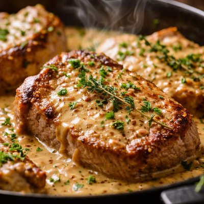 Image of Easy Pork Chops in Savory Mustard Sauce