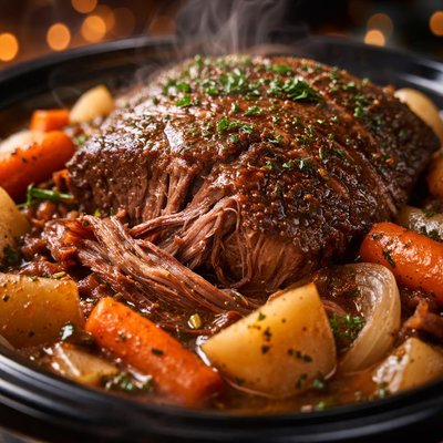 Image of Easy Pot Roast and Veggies Gravy Crock Pot