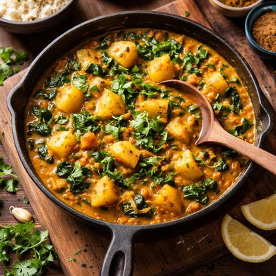 Image of Easy Potato and Spinach Curry