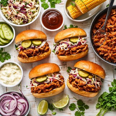 Image of Easy Pulled Chicken Barbecue Sandwiches