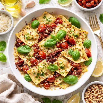 Image of Easy Ravioli with Basil and Sun Dried Tomatoes