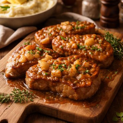 Image of Easy Saucy Applesauce Pork Chops