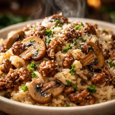 Image of Easy Sausage Mushroom Risotto