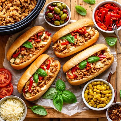 Image of Easy Slow Cooker Italian Chicken Sandwiches