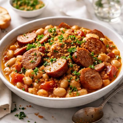 Image of Easy Smoked Turkey Sausage Cassoulet