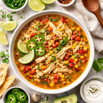 Image of Easy Spicy Chicken Rice Soup