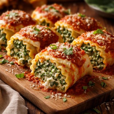 Image of Easy Spinach Lasagne Rolls