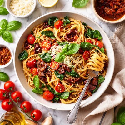 Image of Easy Sun Dried Tomato Pasta