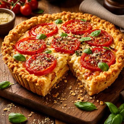 Image of Easy Tomato Cheese Pie with Crumb Crust