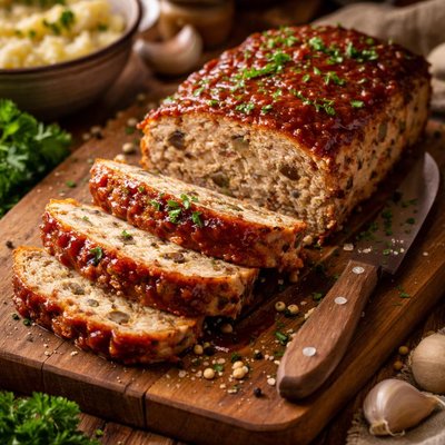Image of Easy Turkey and Mushroom Meatloaf