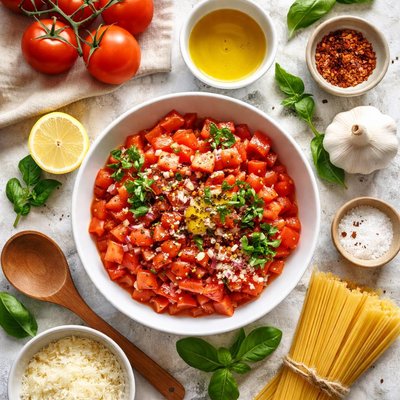 Image of Easy Uncooked Tomato Sauce for Pasta