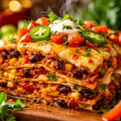 Image of Easy Vegetarian Mexican Lasagna