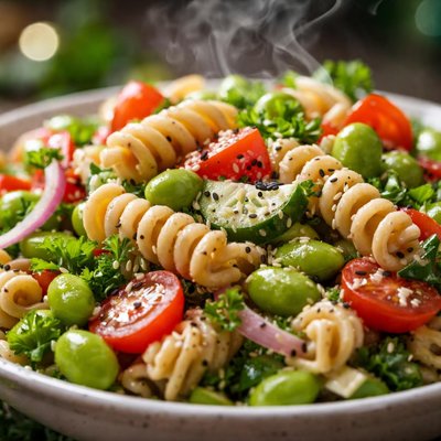 Image of Edamame Pasta Salad with Tahini Dressing