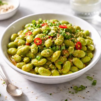 Image of Edamame with Mustard Vinaigrette