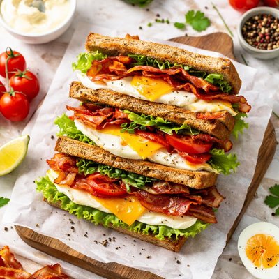 Image of Egg and Bacon Triple Deck Sandwich