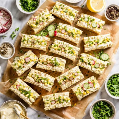 Image of Egg and Cream Cheese Party Sandwiches