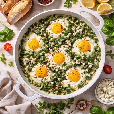 Image of Egg and Spinach Pot