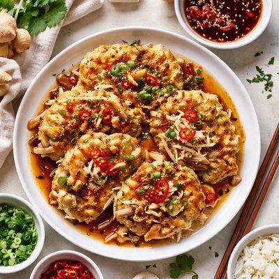 Image of Egg Foo Yong with Hot Soy Sauce