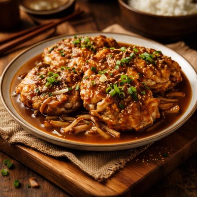 Image of Egg Foo Yung with Chinese Brown Sauce