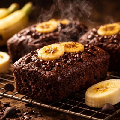 Image of Egg Free Chocolate Banana Loaf Bread Mini Loaves Muffins