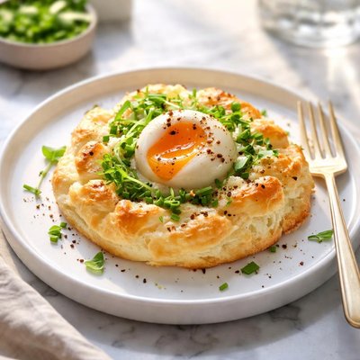 Image of Egg in Cheese Meringue Nest