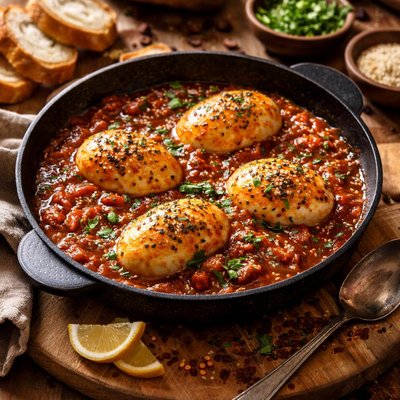 Image of Egg Islands in Tomato Sesame Gravy