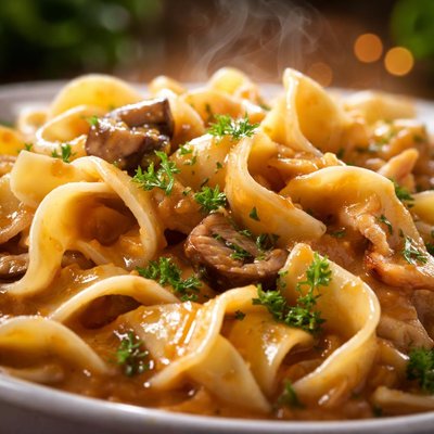 Image of Vegan Egg Noodles with Gravy