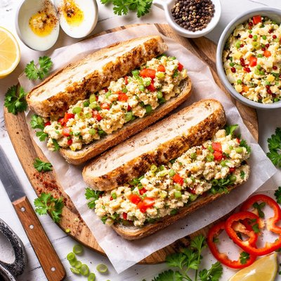Image of Egg Salad Sandwich with Red Peppers