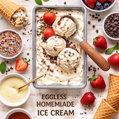 Image of Eggless Homemade Ice Cream