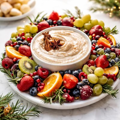 Image of Eggnog Cream Cheese Dip W Fresh Fruit Wreath