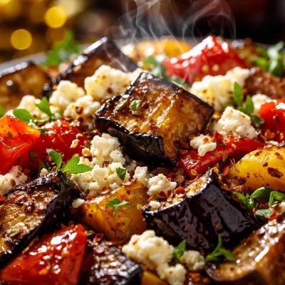 Image of Eggplant and Peppers with Feta