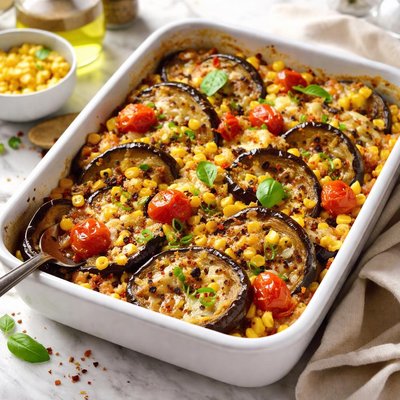 Image of Eggplant Aubergine and Corn Casserole
