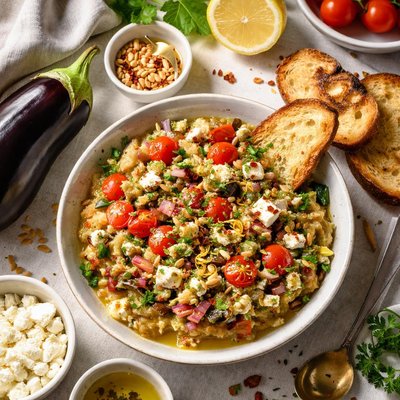 Image of Eggplant Aubergine and Feta Mash