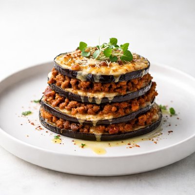 Image of Eggplant Aubergine and Ground Beef Layers