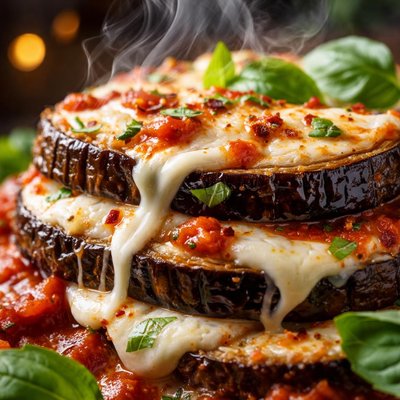 Image of Eggplant Aubergine and Mozzarella